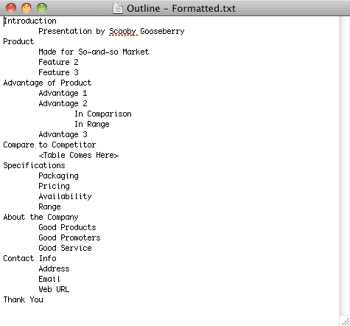 Creating PowerPoint Outlines in TextEdit for Mac