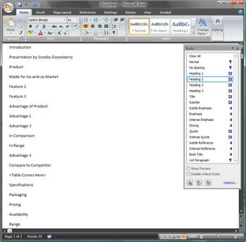 Creating PowerPoint Outlines in Microsoft Word 2007 for Windows