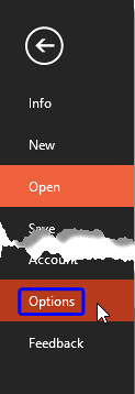 Options within File menu