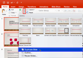 Duplicate Slides in PowerPoint 2016 for Mac