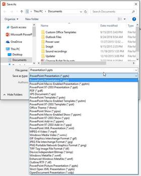 File Formats in PowerPoint 2016 for Windows