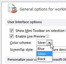 Color scheme drop-down list