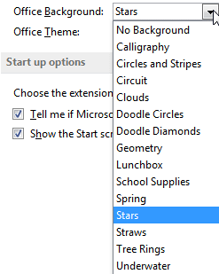Office Background drop-down list