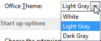 Office Theme drop-down list