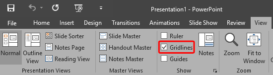 Gridlines check-box selected