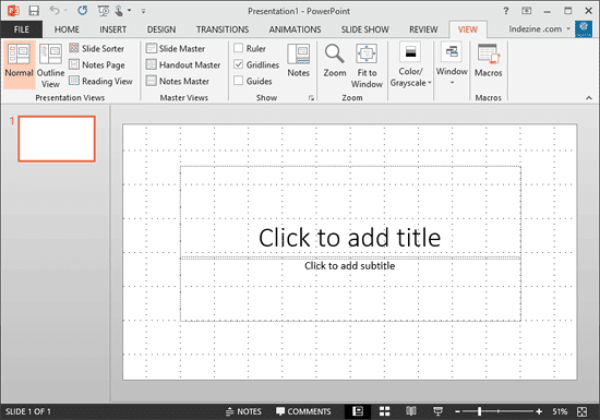 Gridlines made visible on PowerPoint slide