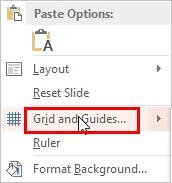 Grid and Guides option within context menu