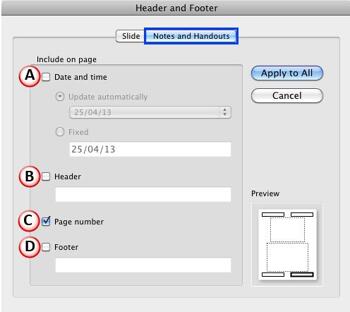 Learn PowerPoint 2011 for Mac: Add Headers and Footers in Notes and Handout Pages
