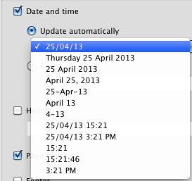 Date (or date and time) format drop-down list