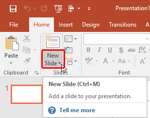 New Slide button
