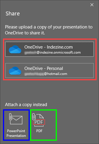 Share Task Pane with access to OneDrive 