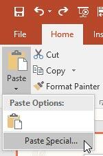 Paste Special option Paste Special option
