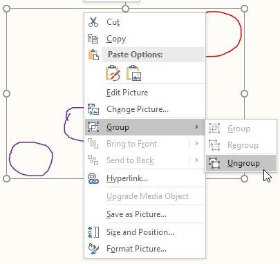 Ungroup option Ungroup option