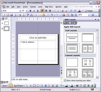 Inserting a New Slide in PowerPoint 2003 and 2002 for Windows