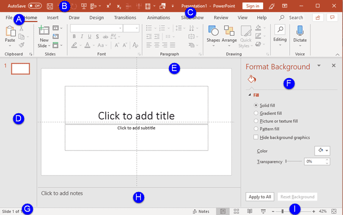 PowerPoint 365 for Windows interface