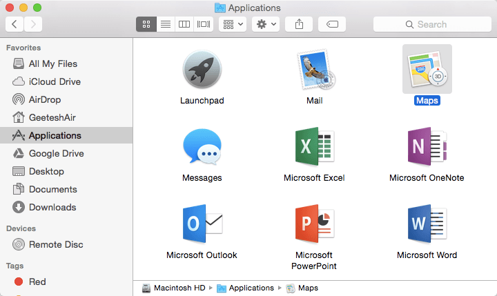 Bring up your Applications folder