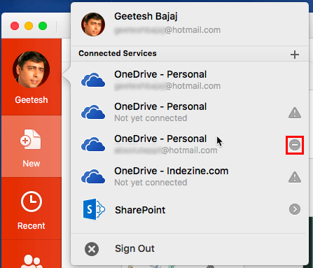 Select the Service to remove