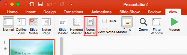 Notes Master button