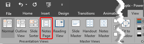 Notes Page button