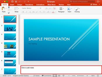 Notes Pane in PowerPoint 2016 for Mac