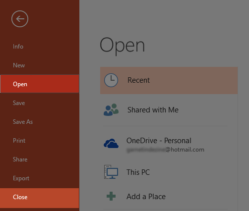 Open and Close options