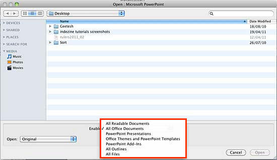 Open file type