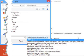 Learn PowerPoint 2013 for Windows: File Types that can be Opened