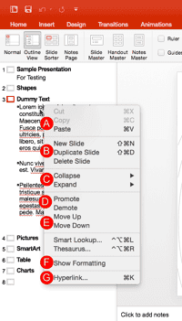 Outline Pane Options in PowerPoint 2016 for Mac