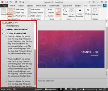 Using Outline View in PowerPoint 2013 for Windows