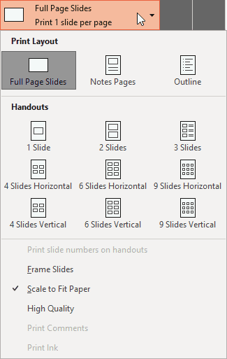 Slide and Handout layouts