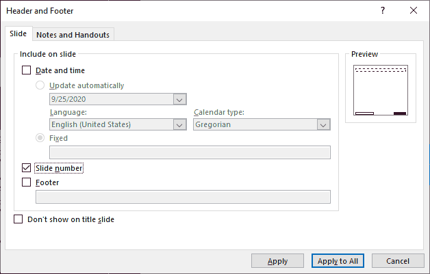 Header and Footer dialog box