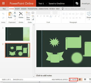 Notes Pane in PowerPoint Online
