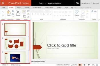 Slides Pane in PowerPoint Online