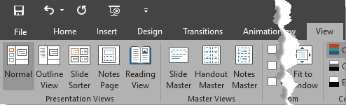 View tab of the Ribbon