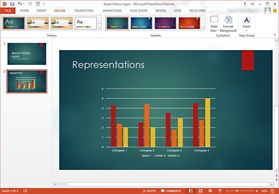 Standard size slide changed to widescreen size