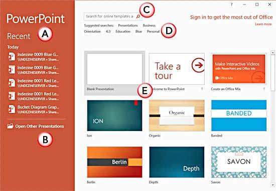 PowerPoint 2016 Presentation Gallery