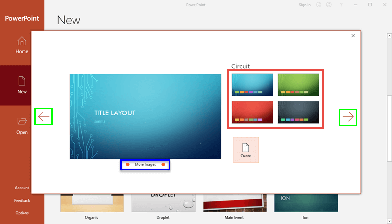 Variants of the selected Theme