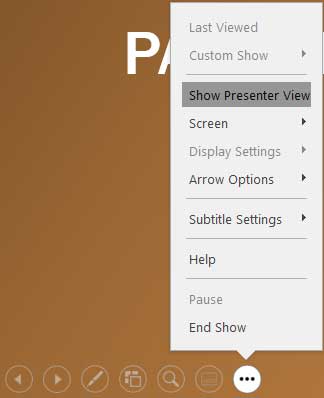 Show Presenter View option to be selected