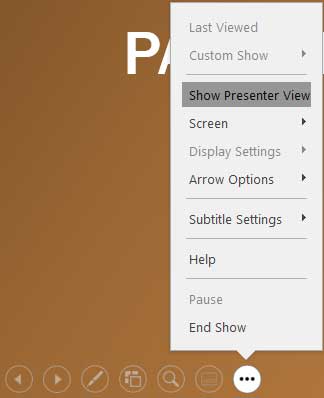 Show Presenter View option to be selected Show Presenter View option to be selected