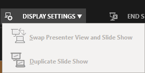 Display Settings drop-down menu Display Settings drop-down menu