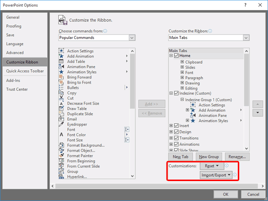 PowerPoint Options dialog box