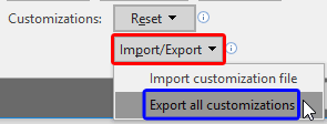 Export all customizations option