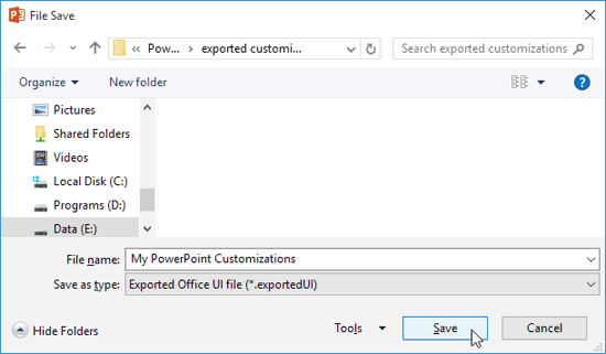 File Save dialog box