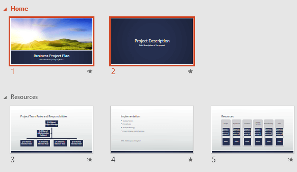 Result of selecting Remove Section and Slides