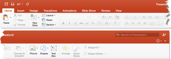 Ribbon and Tabs in PowerPoint 2016 for Mac