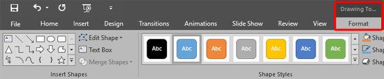 Drawing Tools Format tab in the Ribbon