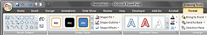 Drawing Tools Format tab in the Ribbon 