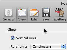Vertical ruler check box selected Vertical ruler check box selected