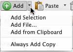 Add button pop-up menu Add button pop-up menu