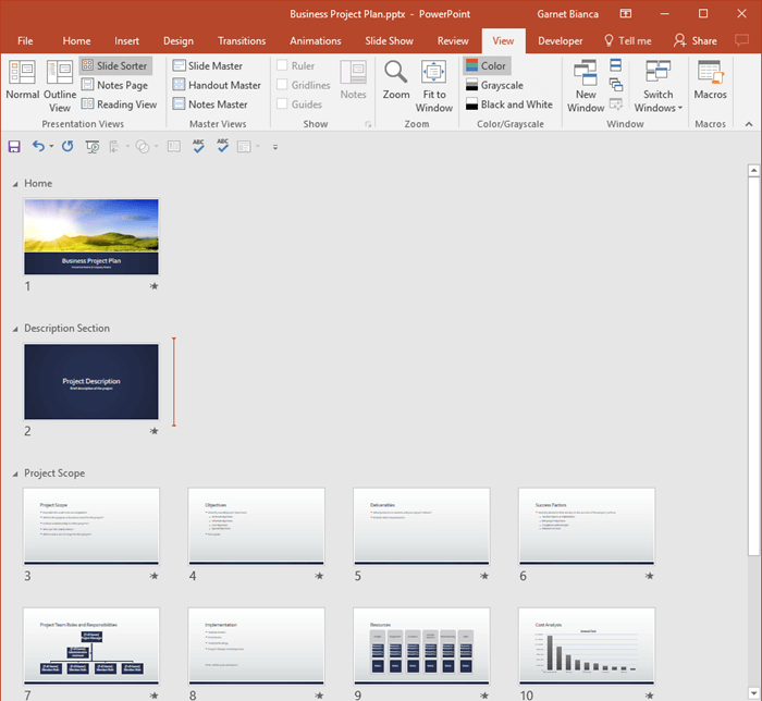 Getting Started with Sections in PowerPoint 2016 for Windows